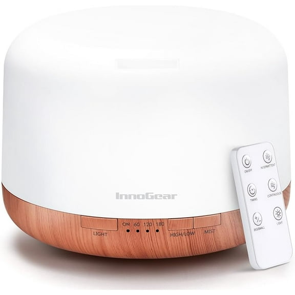 500ml Essential Oil Diffuser with Remote Control, Premium Ultrasonic Aromatherapy Diffusers Scent Humidifier Vaporizer Auto-Off Timer