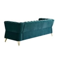 thumbnail image 6 of 87.4'' Modern Tufted Velvet Sofa, Modern Upholstered Accent Sofa with Diamond Seam Shape Backrest & Gold Metal Legs, Elegant Lounge Sofa Couch, for Living Room, Green, 6 of 9
