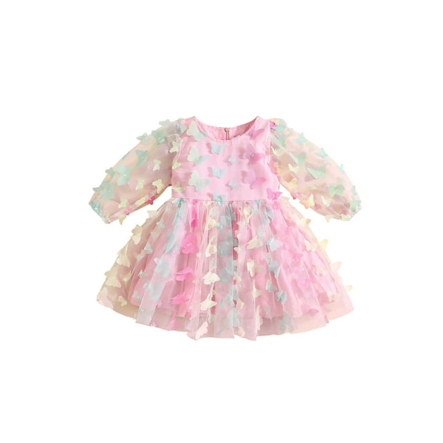 xiaxaixu Robe Princesse pour Bébé Fille Automne Élégante Butterfly Manches Longues Robe pour Tout-Petit Vêtements de Printemps