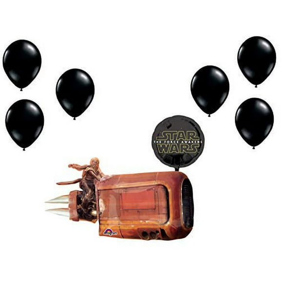Shape Star Wars The Force Awakens Land Speeder Balloon?7x pcs Value Set (with 6x pcs Latex Balloons)?Cartoons Movie Character Balloons for Kids Birthday and Theme Parties