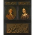 thumbnail image 3 of Pieter Cornelisz van Slingelandt 12x14 Black Modern Framed Museum Art Print Titled - Portraits of a Man and a Woman Framed with Two Ornamental Frieze Miniatures with Shell Motif and a Triumph of Amp, 3 of 5
