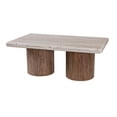 thumbnail image 2 of Benjara Kohl 50 Inch Cocktail Table, Brown Mango Wood, Drum Base, Cream Floated Top, 2 of 2