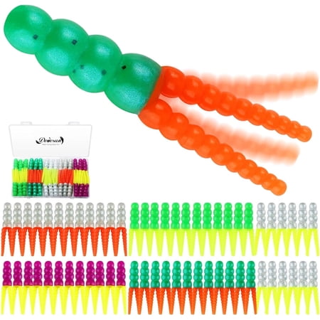Crappie Lures Kit Fishing Soft Plastic Lures Crappie Walleye Trout Bass Fishing Baits Fishing Grub Worms Minnow Paddle-Tail Split-Tail Grub Swimbaits 50-100Pcs with Tackle Box
