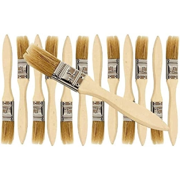Lot of 60 Paint Brushes - 1" Classic Bristle Paint Brushes with Wooden Handles