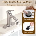 thumbnail image 6 of Wowkk Brass Bathroom Faucets Brushed Nickel Bathroom Sink Faucets Single Handle Vanity Faucets Pop-Up Drain Included, Modern RV Faucets with Water Supply Line and Deck Mount 1 or 3 Hole, 6 of 10