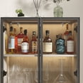 thumbnail image 2 of KULAGAGA Gray Bookcase with Glass Doors - 3-Tier Display Storage Cabinet Perfect for Home Office, Bedroom, or Living Room, 2 of 5