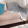 thumbnail image 2 of REDEARTH Classic Throw Blanket - Medium Weight Soft Lap Blanket for Sofa Bed Couch Chairs loveseats car, Living, Indoor/Outdoor use 100% Cotton (50x60; Charcoal), 2 of 6