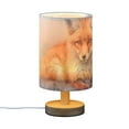 thumbnail image 2 of Fox Orange Table Lamp USB Bedside Desk Nightstand Lamp Printed Gifts Small Lamp Wood Base for Bedroom Living Room Kids Room College Dorm, 2 of 7