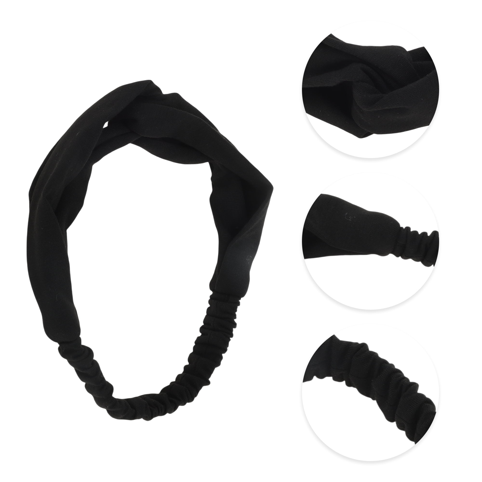 Unique Bargains Stylish Simple Solid Elastic Cross Headwrap Black
