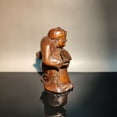 thumbnail image 2 of vintage wood carving country moneybags carved home decor figurine cute statue, 2 of 4