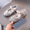 thumbnail image 6 of Gpaecead Girls Sequin Pearl Princess Dance Shoes Solid Color Non Slip Low Heel Performance Shoes For Kids, Silver, 6 of 8