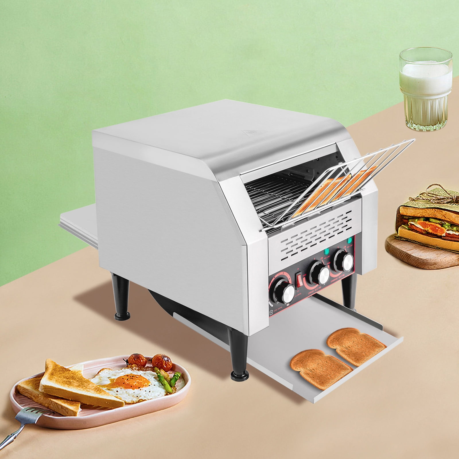 Wildnix Conveyor Toaster with 2200W High-Power, Stainless Steel Construction, Adjustable Heating Modes, and Multi-Speed Control – Toasts 300 Slices Per Hour, Easy to Operate and Clean