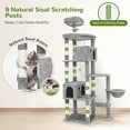 thumbnail image 5 of 83in Heavy Duty Cat Tree for Large Cats - XXL Multi-Level Cat Tower with 9 Sisal Scratching Posts, 2 Condos & Perches - Light Grey Modern Indoor Playhouse, 5 of 6
