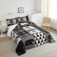 thumbnail image 3 of Rustic Lodge Bear Deer Comforter Set, Farmhouse Cabin Bedding Teens Adult Bedroom Decor, Retro Vintage Farm House Quilt Checkered Buffalo Plaid Patchwork Bedding Comforter Sets, Queen, 3 of 5