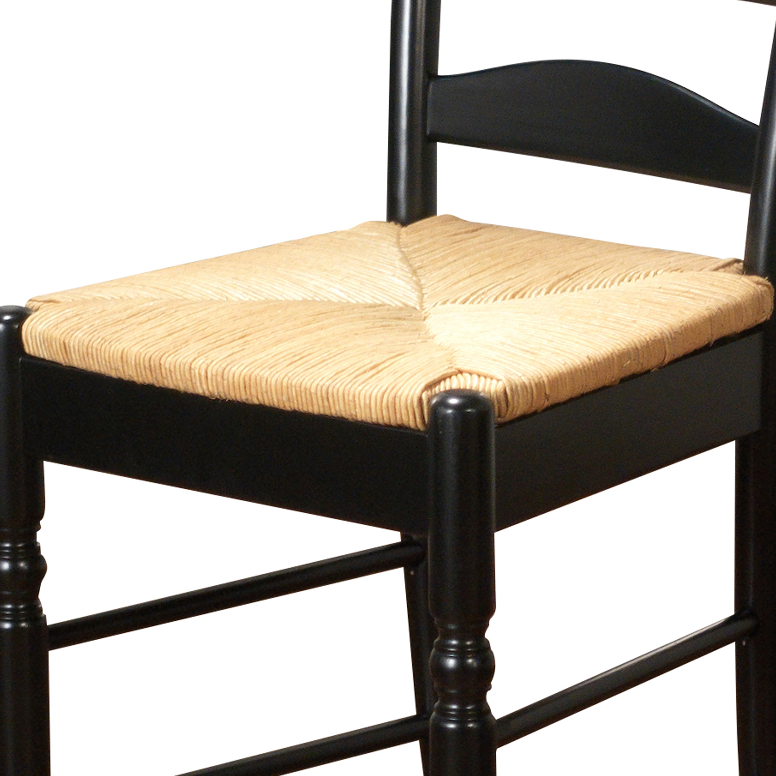 TMS 30" Indoor Ladder Back Bar Stool with Rush Seat, Set of 2, Black