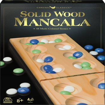 Spin Master Mancala Strategy Board Game with Folding Wood Board, for Adults and Kids Ages 8 and up