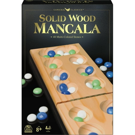 Mancala Strategy Board Game with Folding Wood Board, for Adults and Kids Ages 8 and up