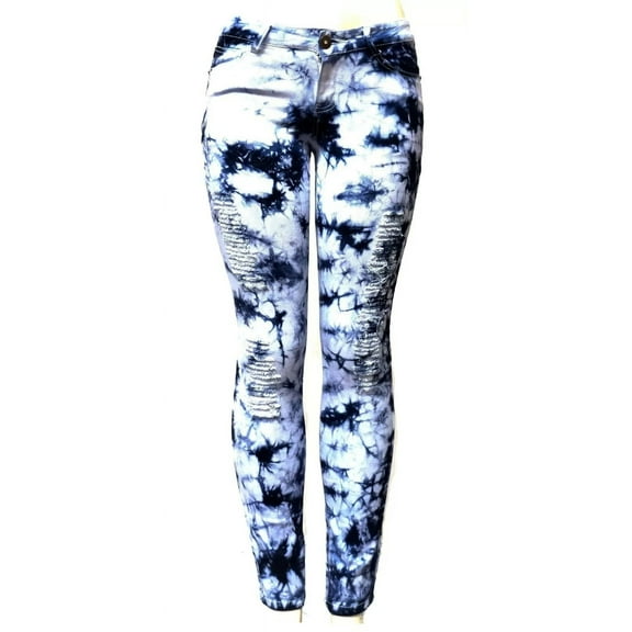 Emperial Juniors Women's tie dye Denim Jeans Skinny Stretch Distressed Pants jean