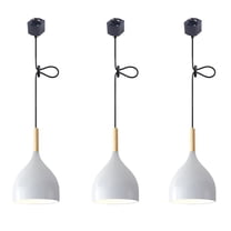 JLOWCO 3 Pack Track Lighting Pendants Adjustable Height Light Fixture Dining Room Farmhouse Kitchen Lighting White Farmhouse Pendant Lights Kitchen Island (LED Bulb Include)