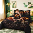 thumbnail image 3 of meiyoeat Vintage Dino Full Size Bedding Sets for Men Boys, Volcanic Wildlife Full Size Bed in a Bag, Black Orange, Black Reversible, 7 Pieces, 3 of 5