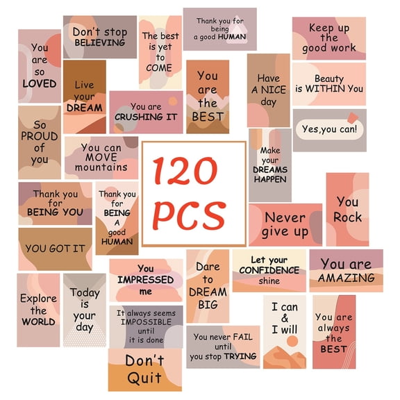 120 Pcs Motivational Quote Cards, Encouragement Cards with Inspiring Words & Positive Affirmations, Boho Inspirational Mini Note Cards, 30 Styles 3.5x2 Inch Appreciation Gratitude Business Cards