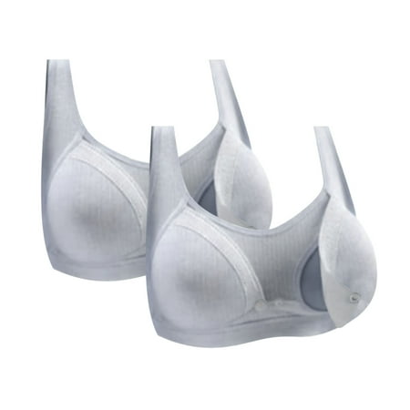 Ahuyic 2pack Nursing Bras for Breastfeeding Women Maternity Bra Front Buckle Breastfeeding Bralette 2 Gray M