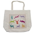thumbnail image 1 of Antlers Shopping Bag, Silhouette Arragement of Jumping Running Walking Standing Deers Wilderness Nature, Eco-Friendly Reusable Bag for Groceries Beach and More, 15.5" X 14.5", Cream, by Ambesonne, 1 of 2