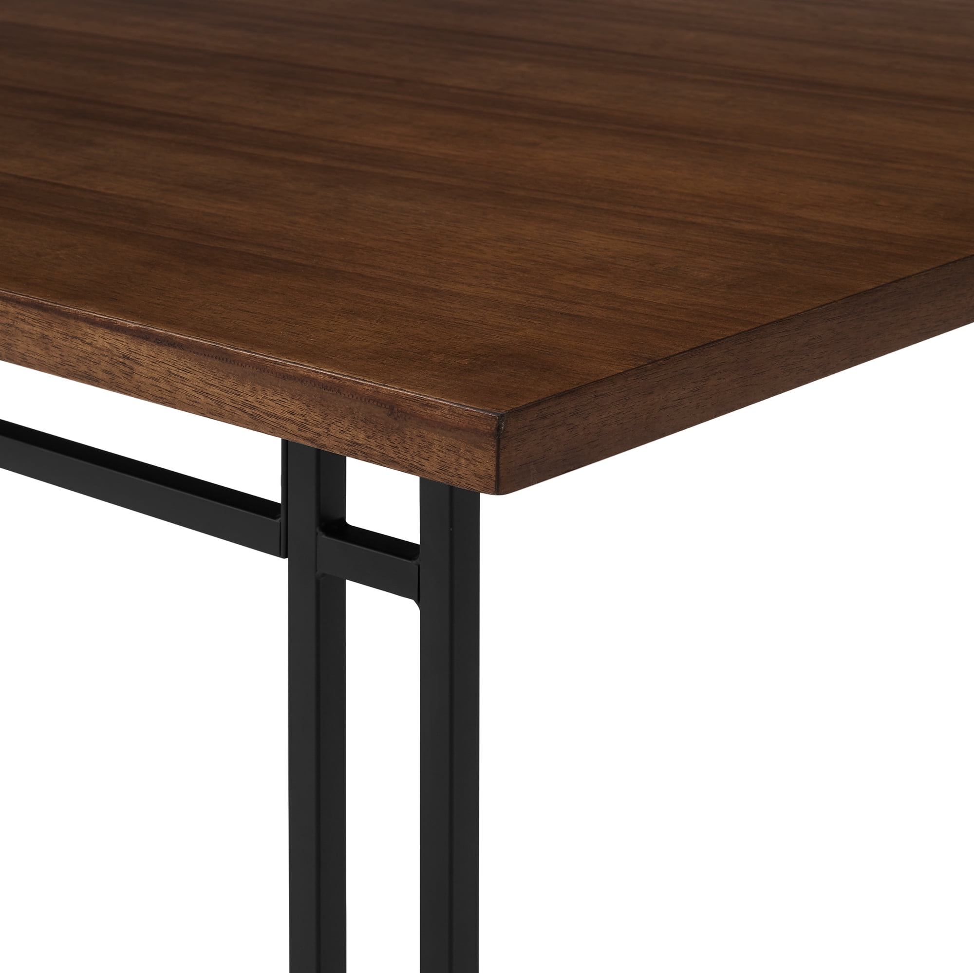 Manor Park Modern 59.75 in x 35.75 in x 30 in Metal Dining Table, Walnut/Black