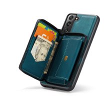 Samsung Galaxy S22 Plus Wallet Case with Detachable Magnetic Card Zipper Pocket, Galaxy S22  Case, Dteck PU Leather Wallet Money Card Sleeve Kickstand Shockproof Protection Back Flip Cover, Blue