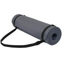 Fitvids 1/2-Inch Thick High Density Exercise Yoga Mat with Carrying Strap, Graphite