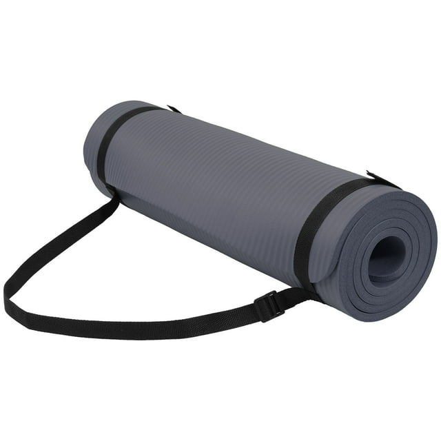 Fitvids Tapis de Yoga d'Exercice à Haute Densité de 1/2 Pouces d'Épaisseur, Sangle de Transport, Graphite