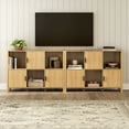 thumbnail image 3 of EYYTHUNG Modern Fluted Cube Bookshelf with 3 Open Shelves and 3 Cabinets, Natural Oak, 3 of 7