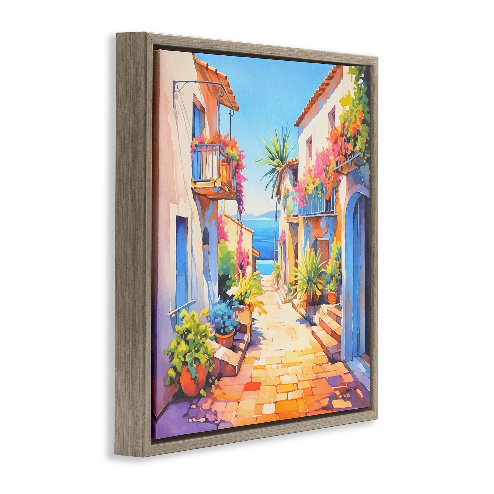 Stupell Industries Scenic Bella Vista Scenic & Cityscapes Painting Brown Floater Framed Canvas Art Print Wall Art, 18 x 18