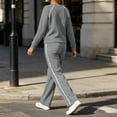 thumbnail image 5 of Womens Track Suits 2 Piece Set with Striped Sides Crewneck Top and Wide Leg Pants with Pockets for Outdoor Jogging and Training, 5 of 9