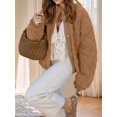 thumbnail image 6 of Womens Floral Embroidered Cropped Quilted Jacket Winter Warm Button Down Puffer Jacket Coat with Pockets Brown S, 6 of 7