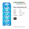 thumbnail image 2 of Renata 309 SR754SW Batteries - 1.55V Silver Oxide 309 Watch Battery (2 Count), 2 of 5
