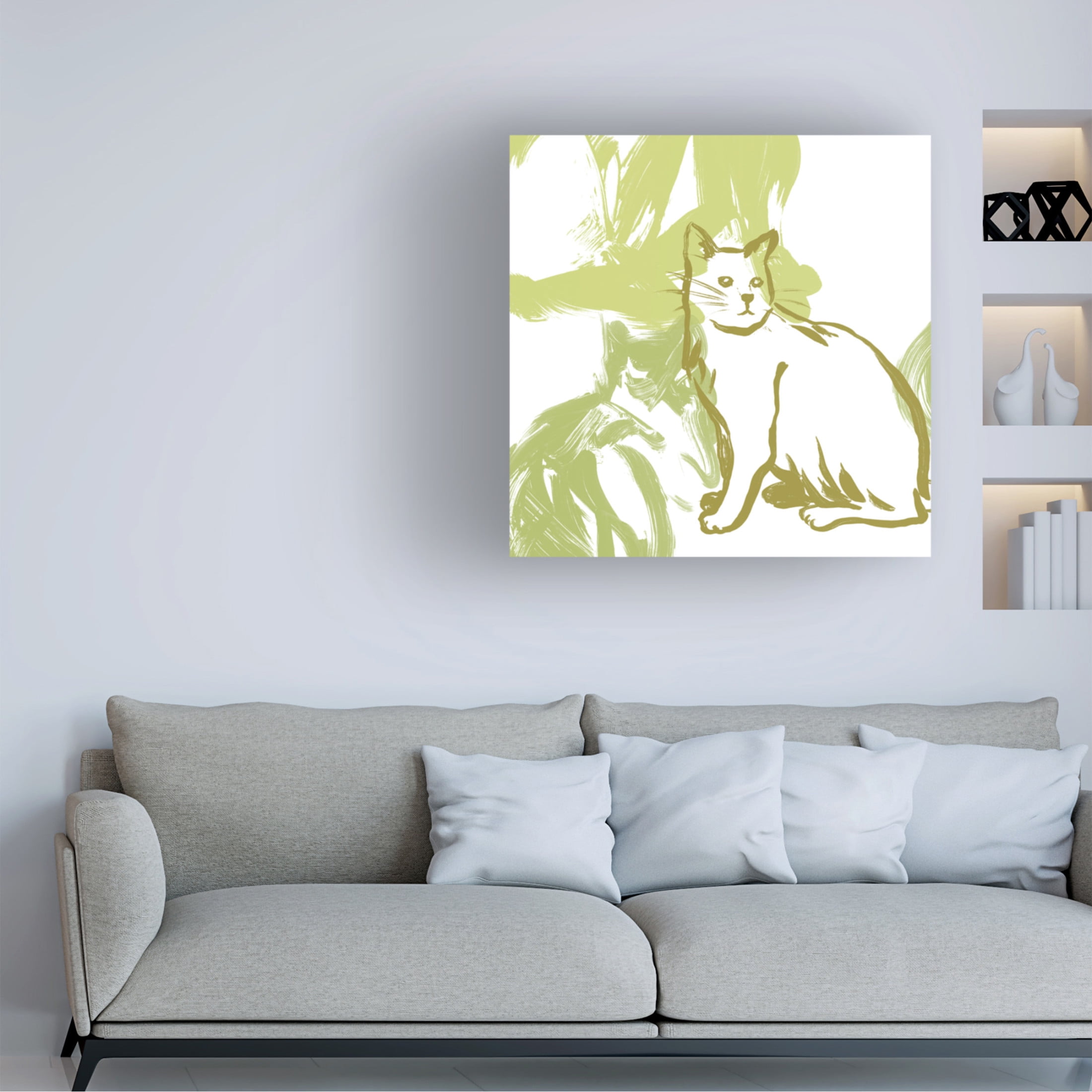 Canvas Wall Art - June Erica Vess 'Paint Box Cats V' Wall Art for Living Room, Bedroom, or Office Décor by Trademark Fine Art - 14 x 14 Inches