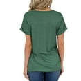 thumbnail image 5 of TIHLMK Womens Shirts Green Women's Solid Short Sleeve V-Neck Casual Pockets Tee Tops T Shirt Gift for Womens Tops, 5 of 6