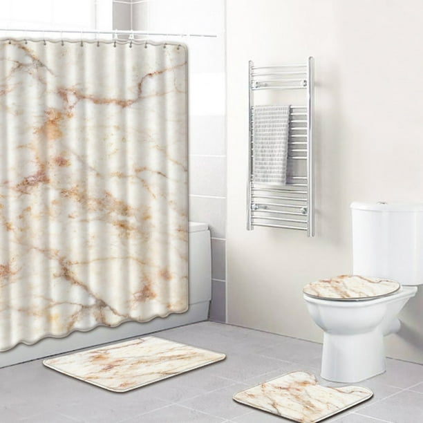 Juego de cortinas de baño de poliéster antideslizante de estilo marino