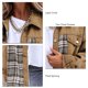 thumbnail image 5 of Chaqueta vaquera para mujer, cuello de solapa, cierre con botones, hombros caídos, 2 bolsillos en el pecho, chaqueta vaquera empalmada a cuadros, abrigo caqui L, 5 of 6