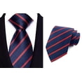 thumbnail image 2 of Pack of 3 Men‘s Woven Jacquard Neckties - Classic Stripe & Check Pattern, Extra Long Length for Big & Tall, Formal Business and Wedding Party Ties, 2 of 4