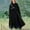 Black, variant on Warm Outdoor Fleece Coat, Black Loose Casual Winter Coats, Hooded Long Women Cape Winter Casual Vintage Overcoat Girl Fashion Button Female Cloak Wool Coat, L