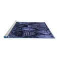 thumbnail image 2 of Ahgly Company Machine Washable Indoor Round Abstract Blue Modern Area Rugs, 7' Round, 2 of 4