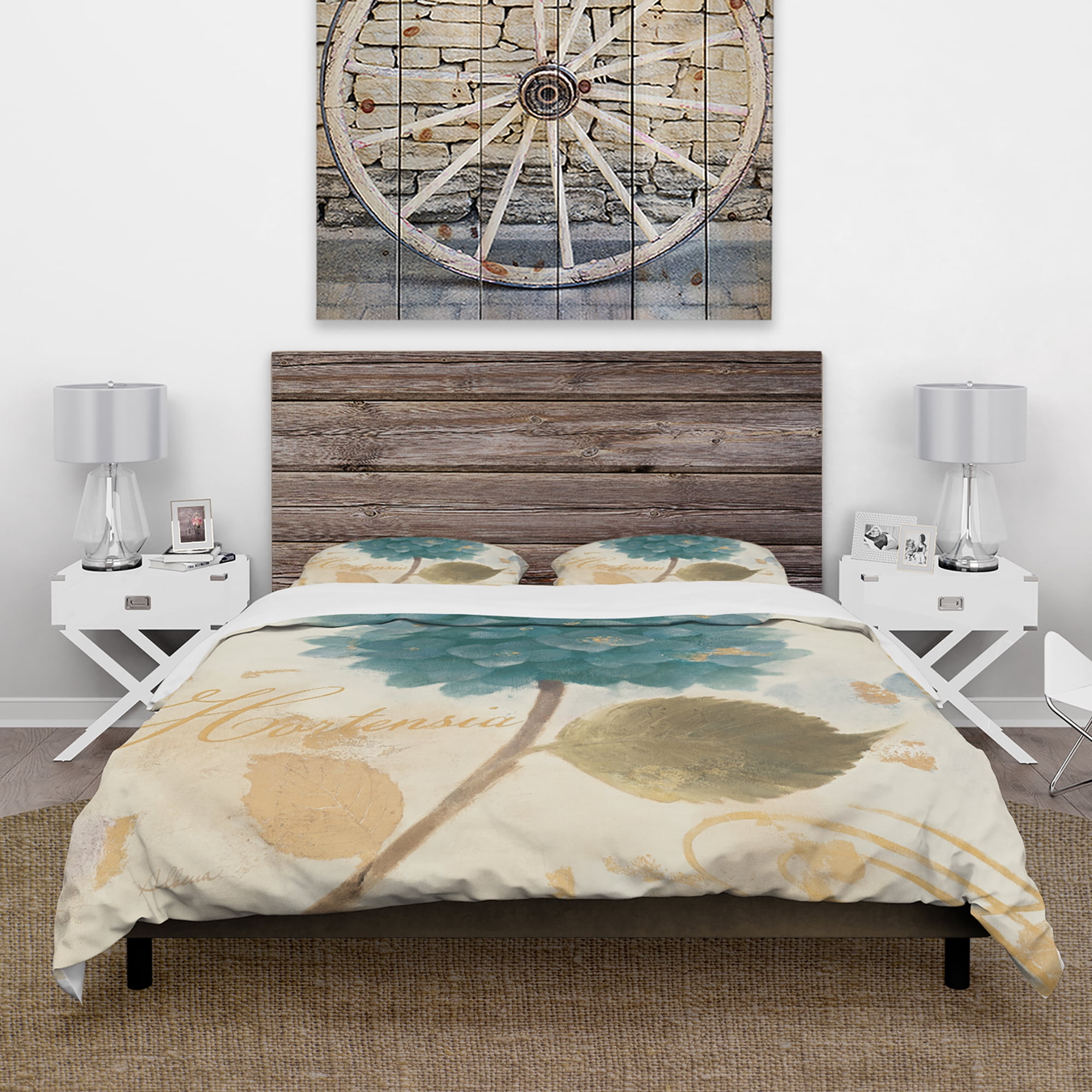 Designart 'Blue Cottage Flower Hydrangea I' Cottage Duvet Cover Set