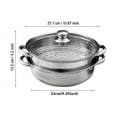 thumbnail image 4 of 2 Piece Steamer Pot Stainless Steel Food Steam Cooking Vegetable Steaming Kitchen Cookware Steamer Saucepot Double Boiler, 4 of 9