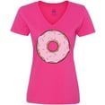 thumbnail image 3 of Inktastic Pink Donut, Donut With Colorful Sprinkles, Frosting Women's V-Neck T-Shirt, 3 of 5