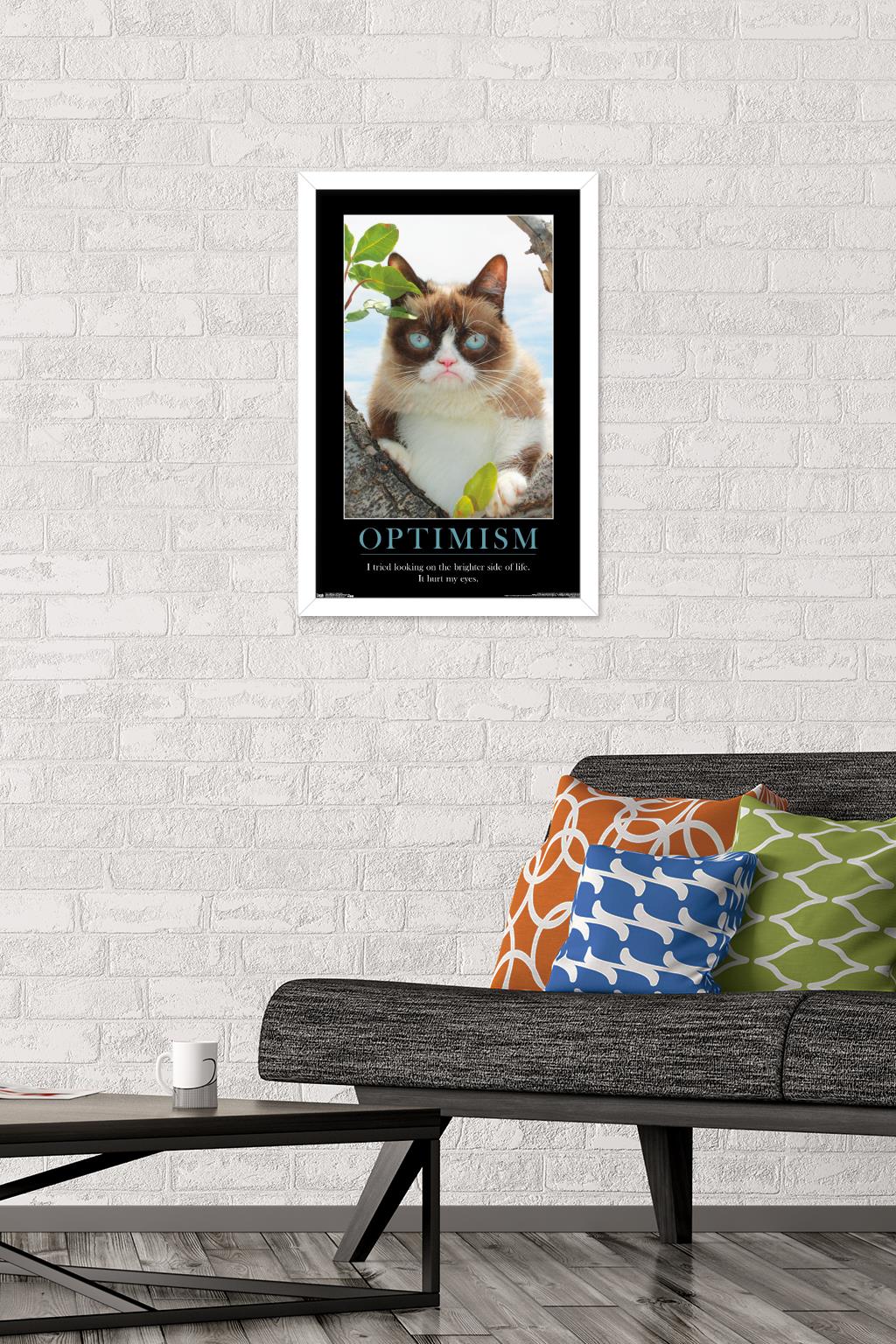 Grumpy Cat - The Brighter Side Wall Poster, 14.725" x 22.375", Framed