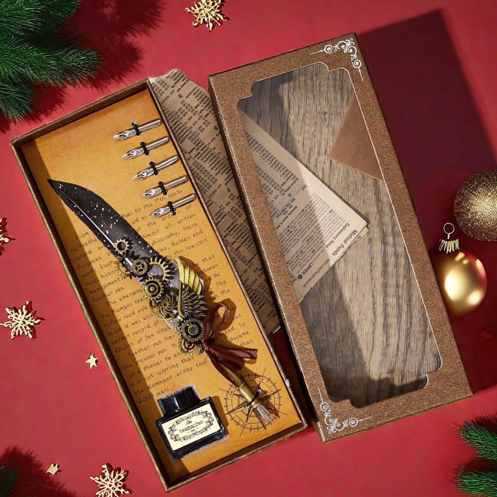 Mechanical Quill Dip Pen, Fountain Pen Stainless Steel Replacement Nib Set Gift