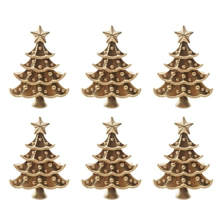 

6pcs Exquisite Christmas Tree Design Napkin Ring Creative Napkin Buckle Christmas Dinning Table Supplies (Golden)