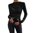 thumbnail image 2 of frariair Feminine Ruffle Sleeve Base Top With Stretchy Fabric Ideal For Professional Settings And Dressy Casual Comfort Black, 2 of 7